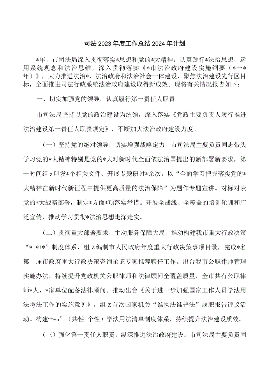 司法2023年度工作总结2024年计划.docx_第1页