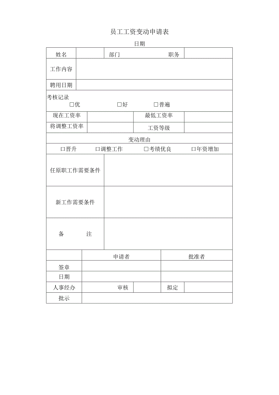 员工工资变动申请表.docx_第1页