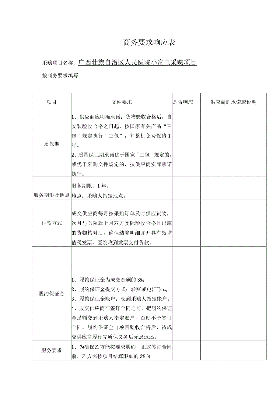 商务要求响应表.docx_第1页