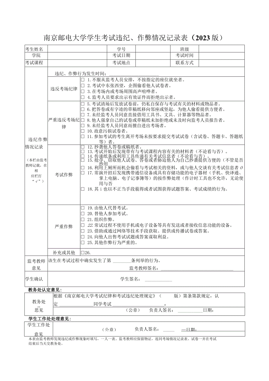 南京邮电大学学生考试违纪、作弊情况记录023版.docx_第1页