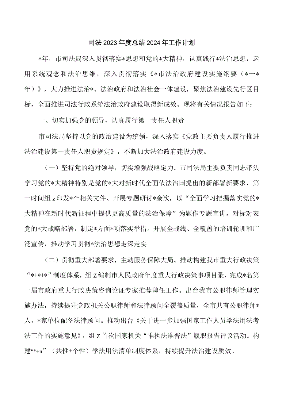 司法2023年度总结2024年工作计划.docx_第1页