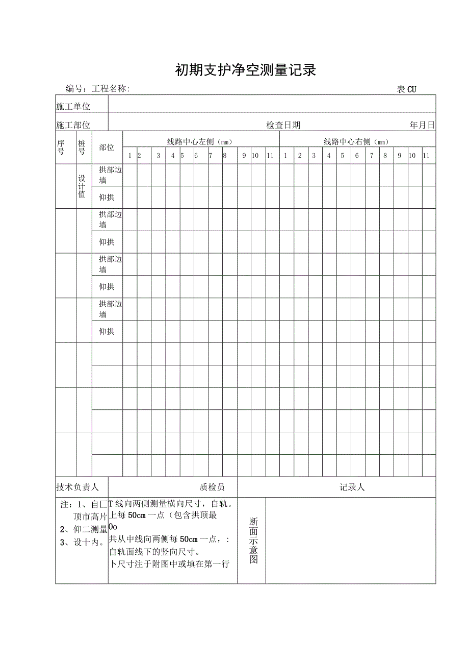 市政材料C11初期支护净空测量记录.docx_第1页