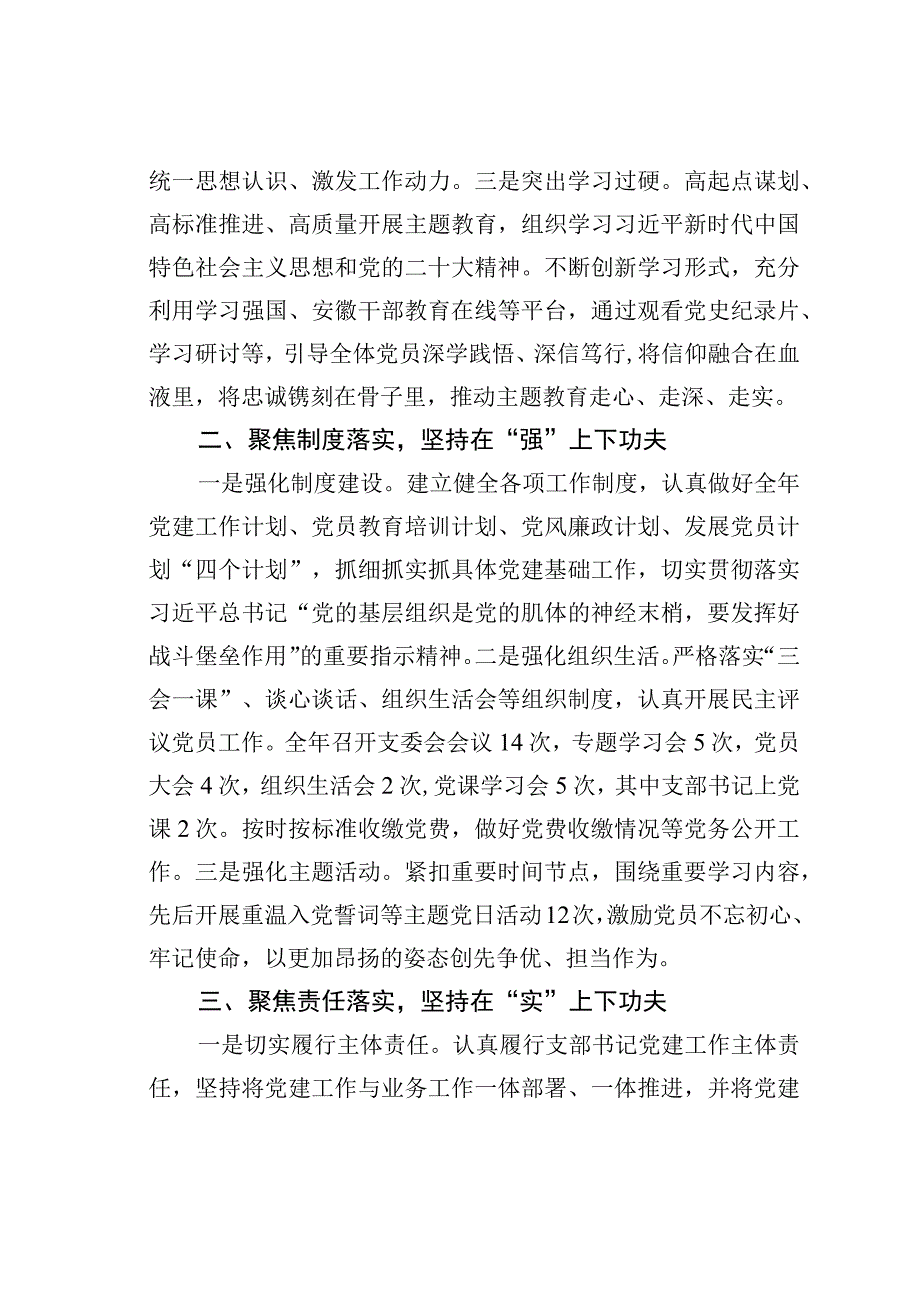 某党支部书记2023年抓党建工作述职报告.docx_第2页