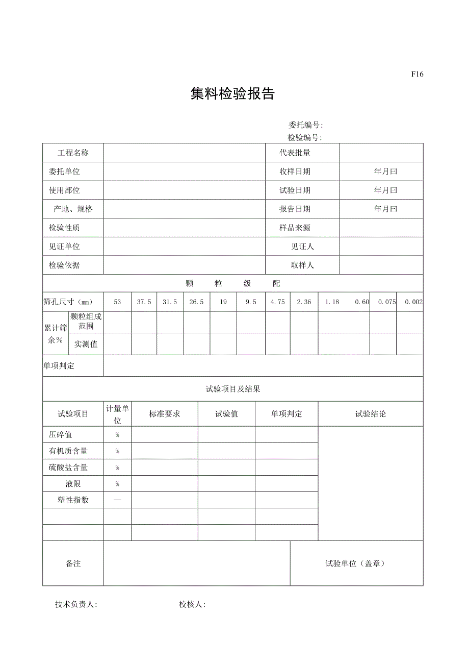 市政材料F16集料检验报告.docx_第1页