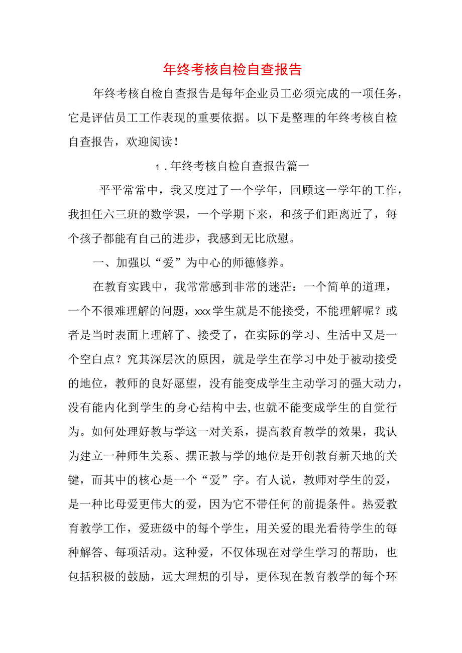 年终考核自检自查报告.docx_第1页