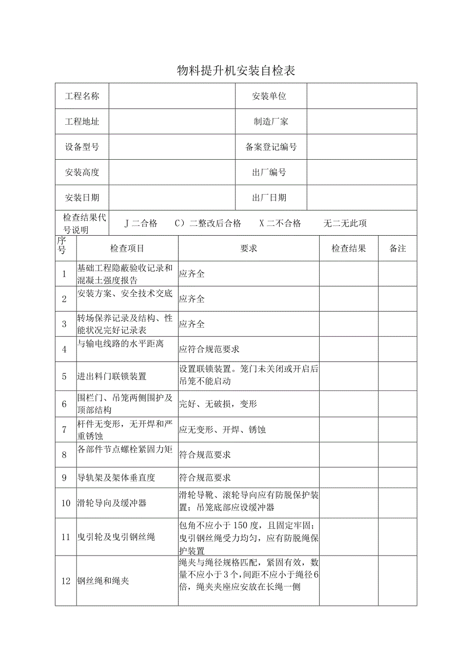 物料提升机安装自检表.docx_第1页