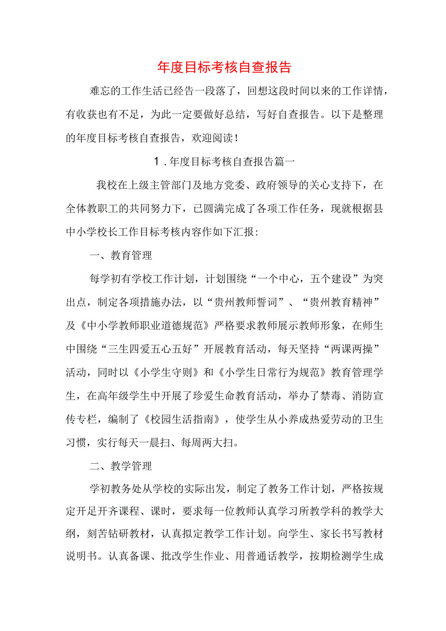 年度目标考核自查报告.docx_第1页