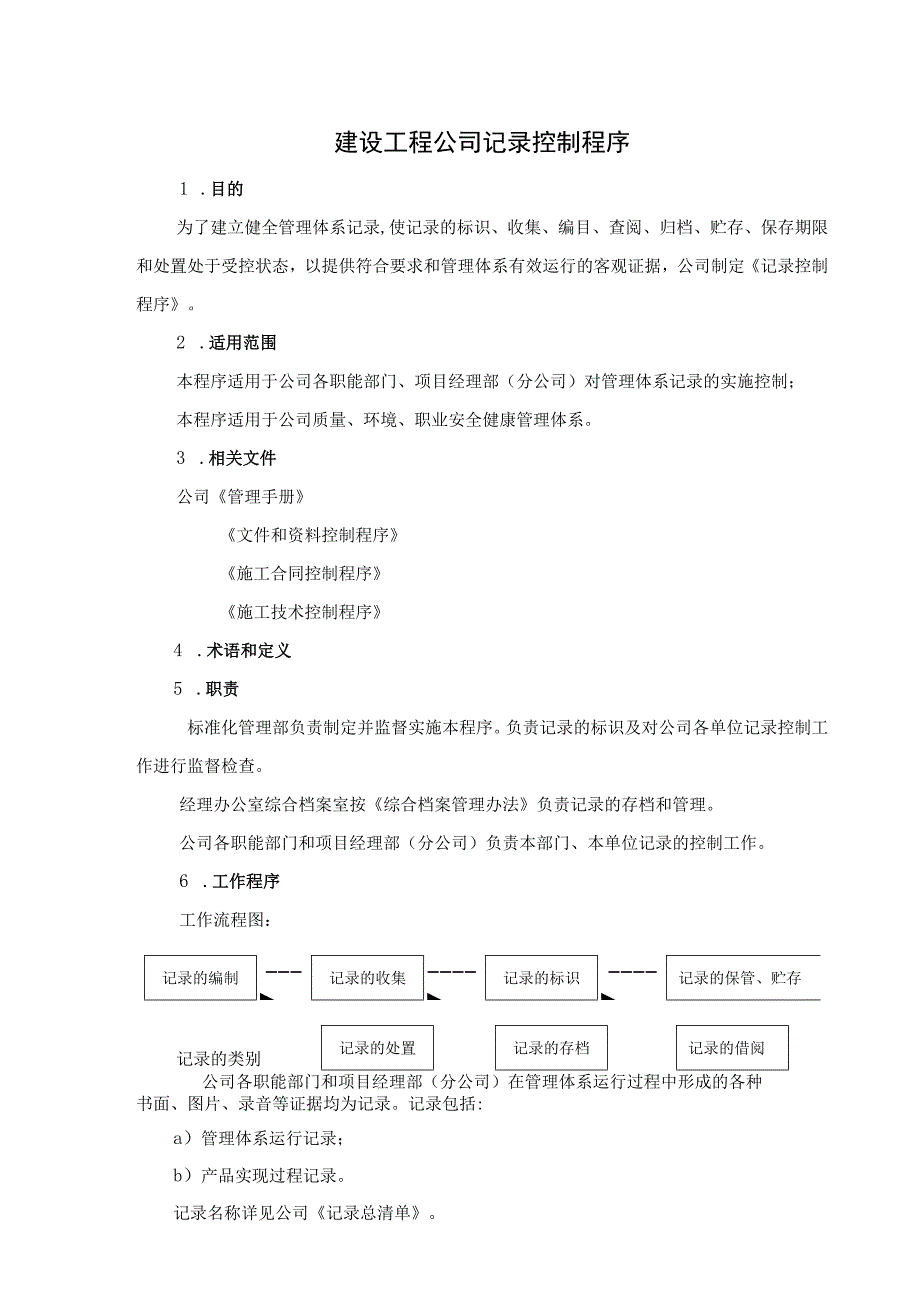 建设施工工程公司记录控制程序.docx_第1页