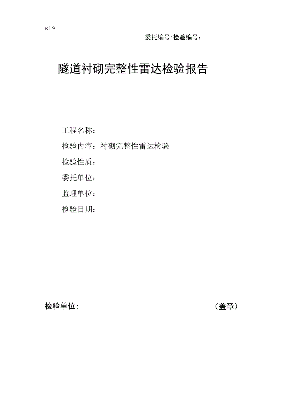 市政材料E19隧道衬砌完整性雷达检验报告.docx_第1页