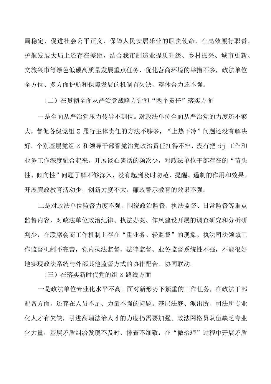 政法反馈问题检查个人发言提纲.docx_第2页