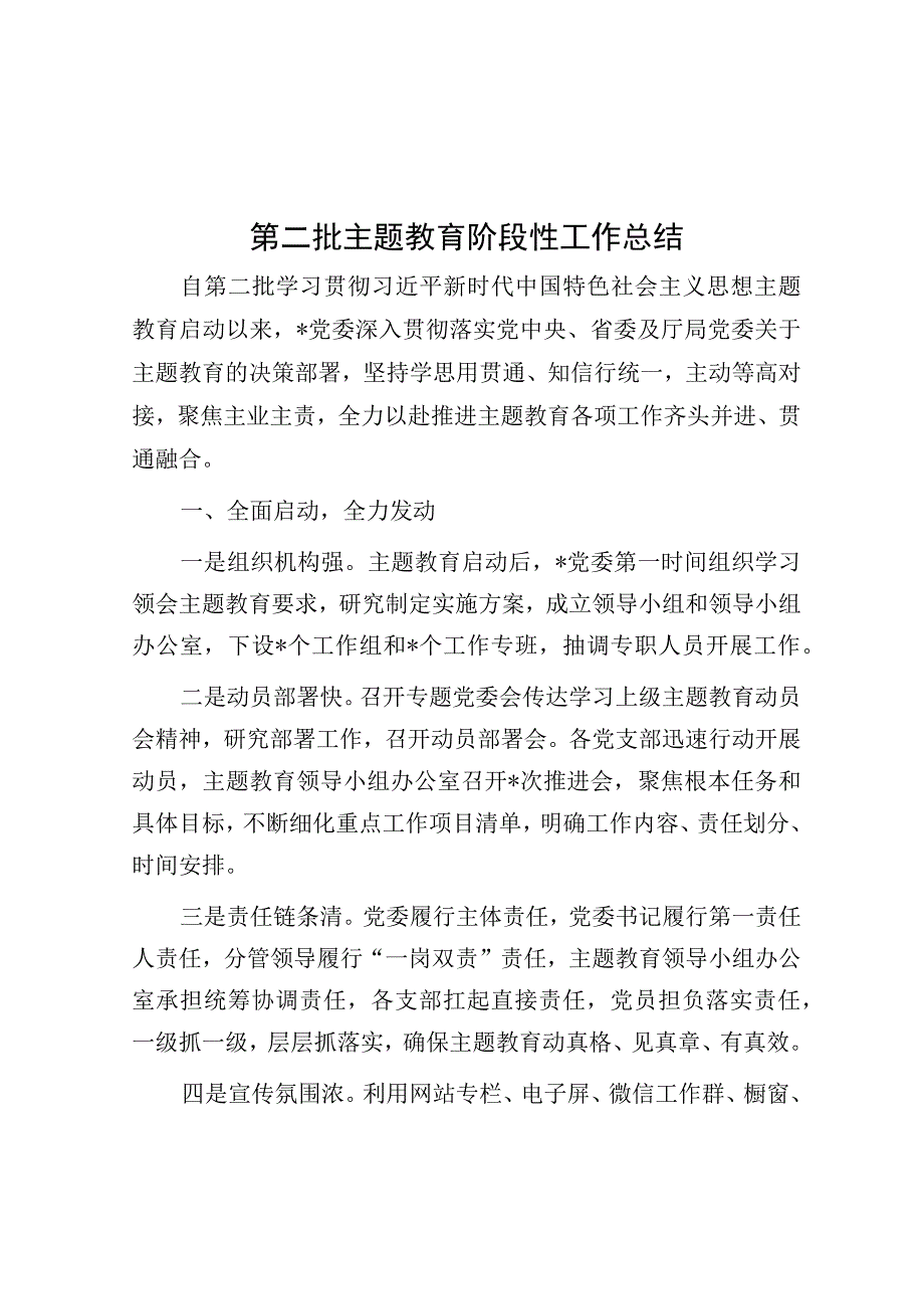 第二批主题教育阶段性工作总结.docx_第1页