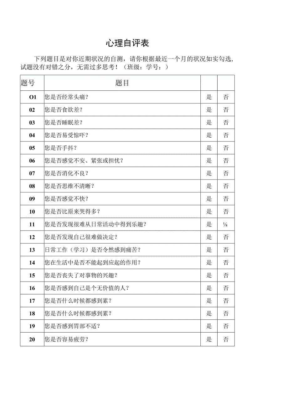 罗江中心小学学生心理自评表.docx_第1页