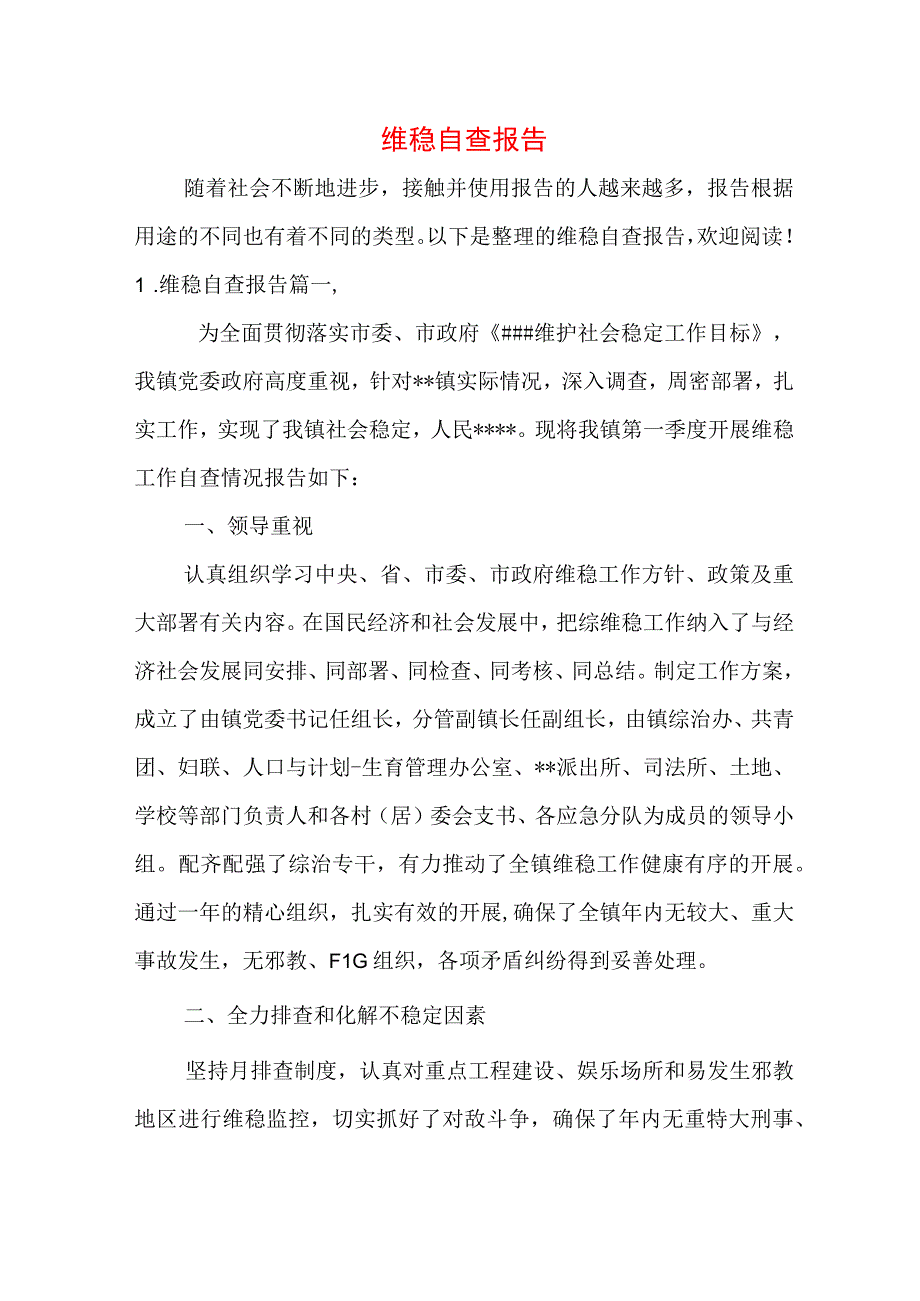 维稳自查报告.docx_第1页