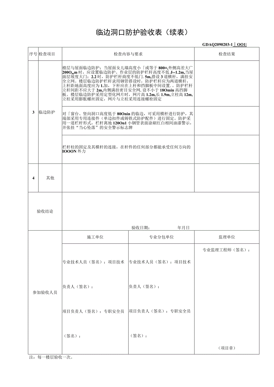 001-3.临边洞口防护验收表（含续表）GDAQ2090203.docx_第2页