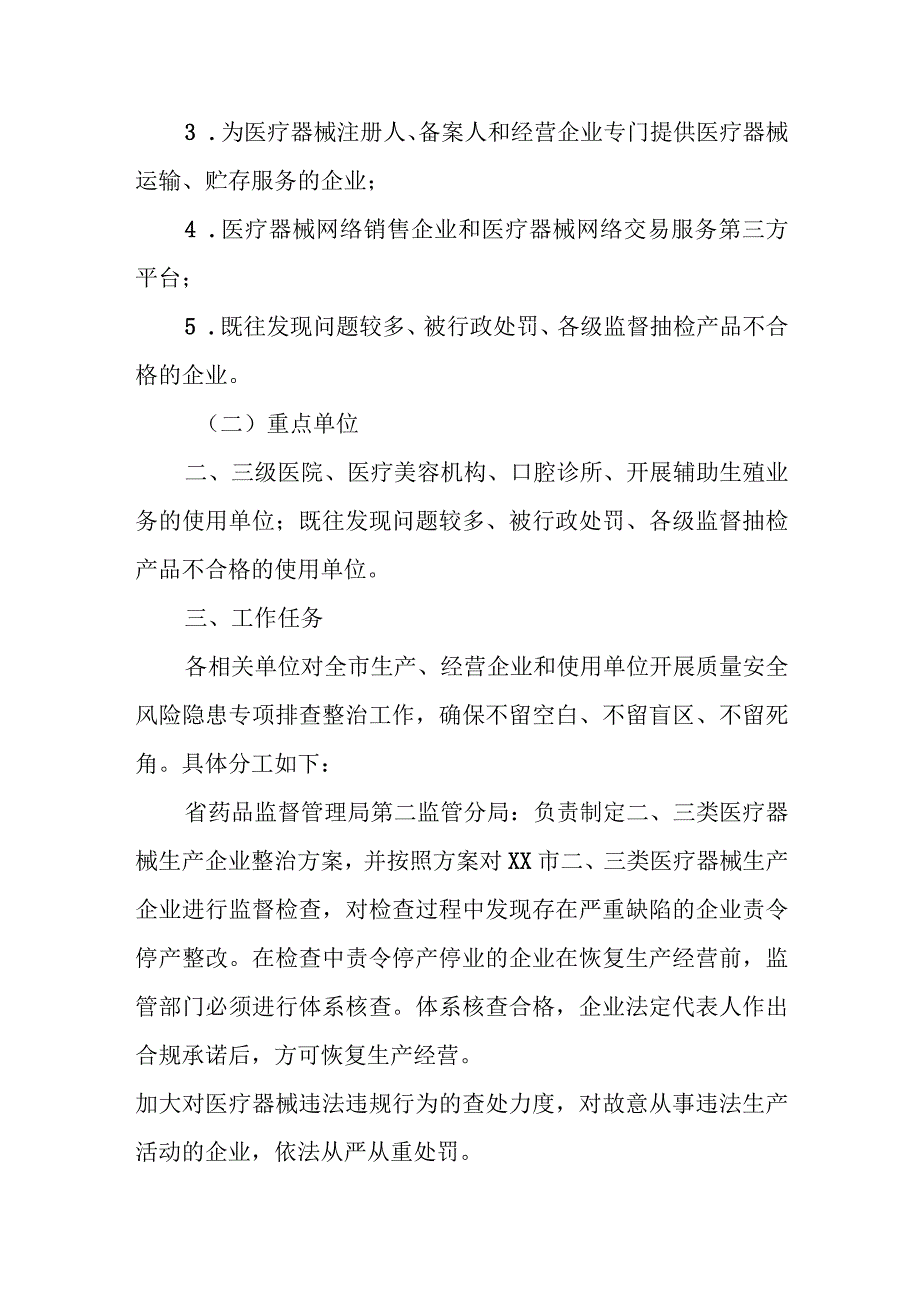 XX市医疗器械质量安全风险隐患专项排查整治工作方案.docx_第2页