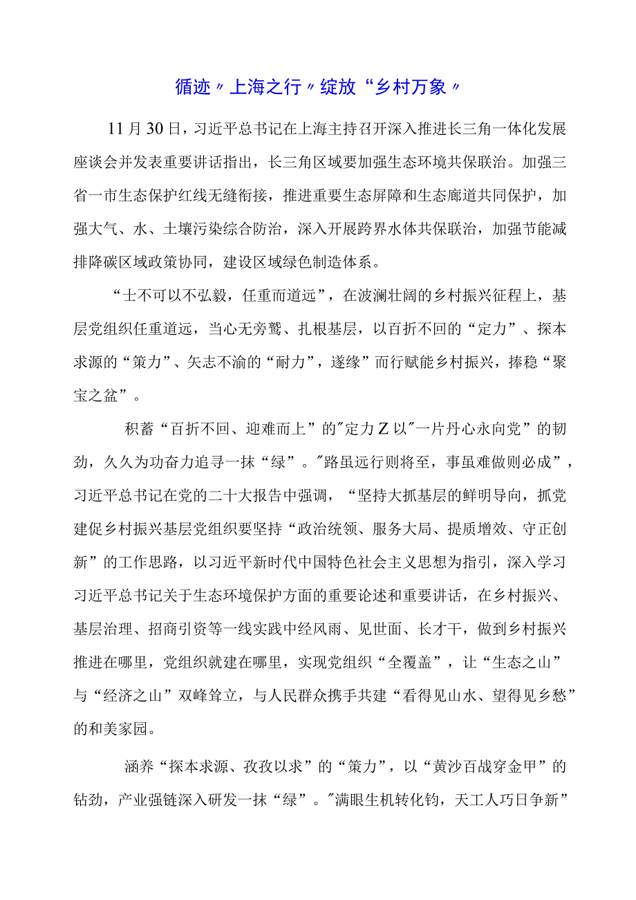 2024年专题党课材料：循迹“上海之行”绽放“乡村万象”.docx_第1页