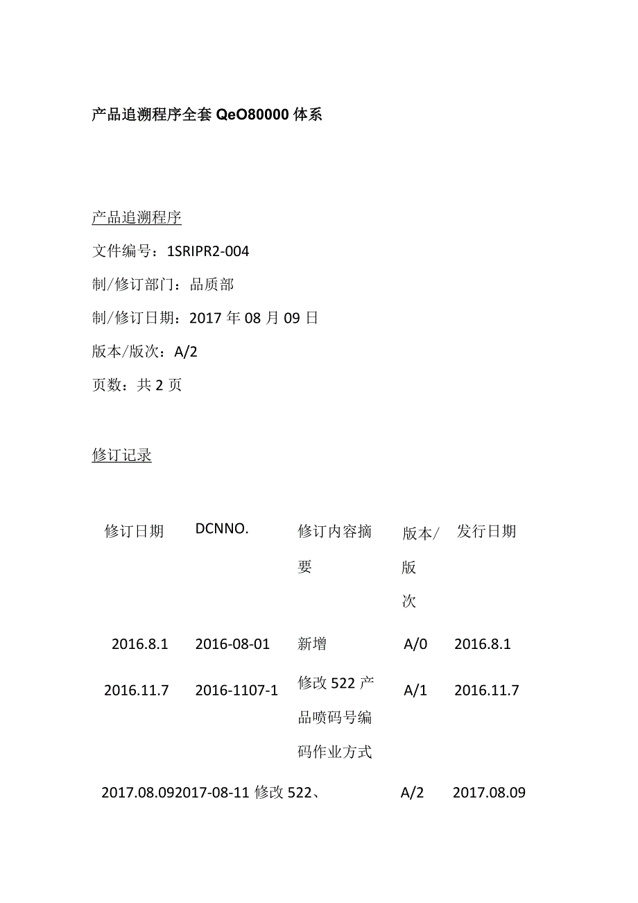 产品追溯程序全套 QC080000体系.docx_第1页