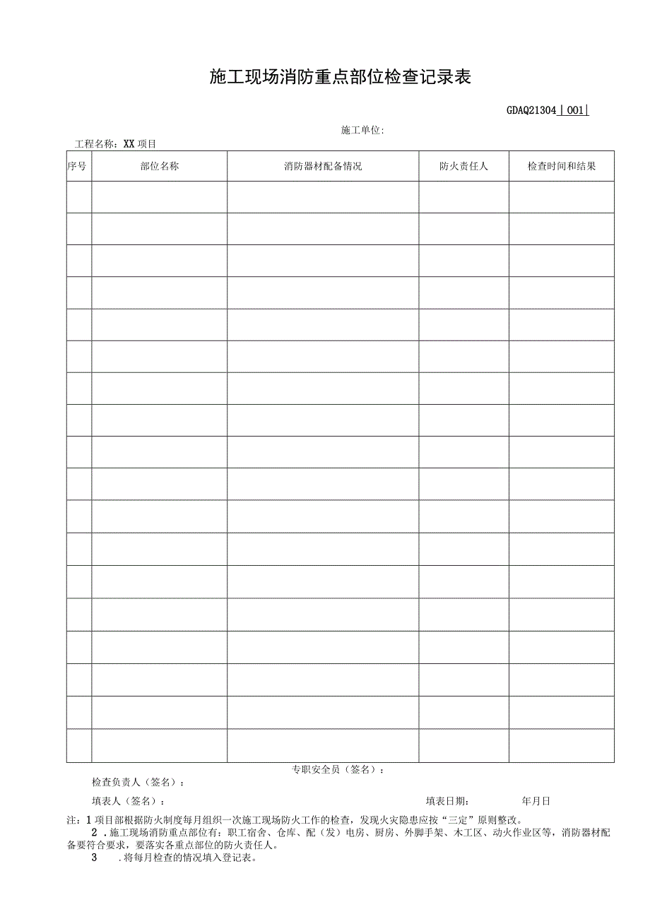 001-4.施工现场消防重点部位检查记录表GDAQ21304.docx_第1页