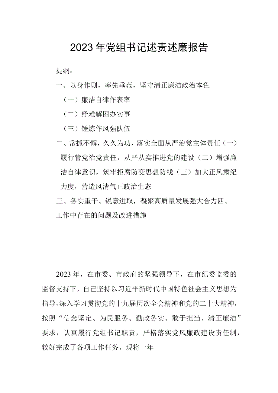 2023年党组书记述责述廉报告.docx_第1页