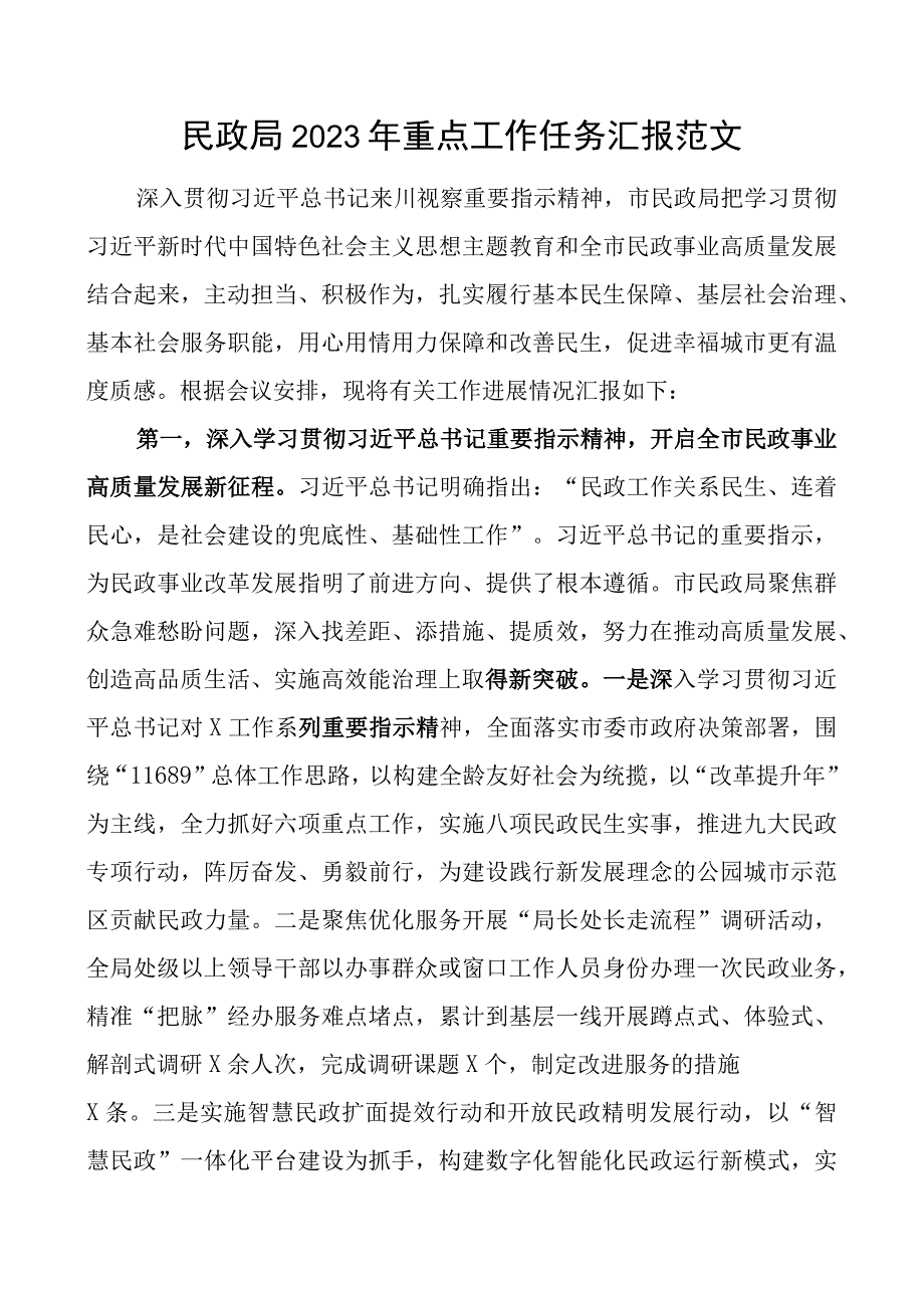 2023年重点工作任务汇报局总结报告.docx_第1页