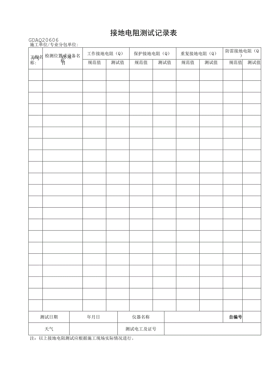 001-6.接地电阻测试记录表GDAQ20606.docx_第1页