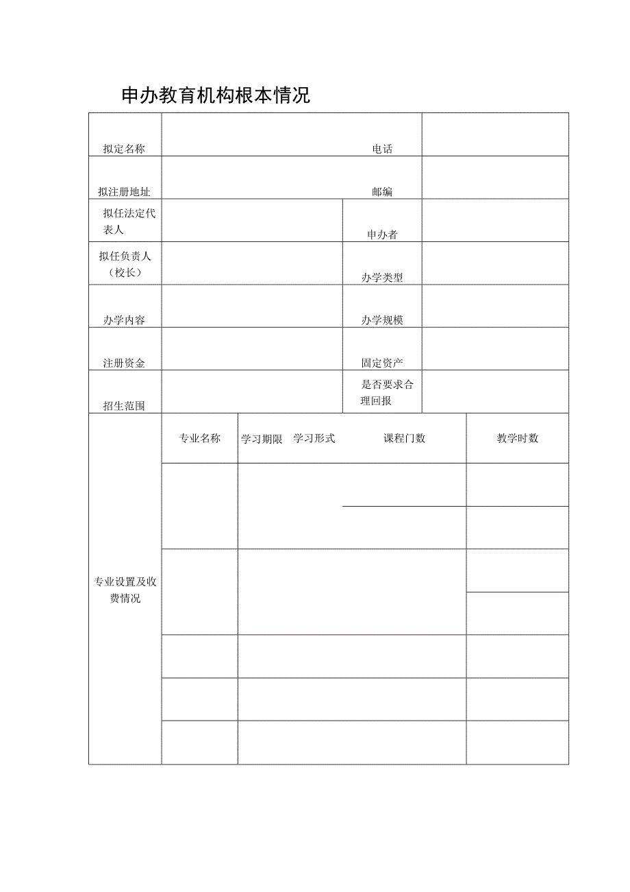 云南省民办教育机构申办审批表.docx_第1页