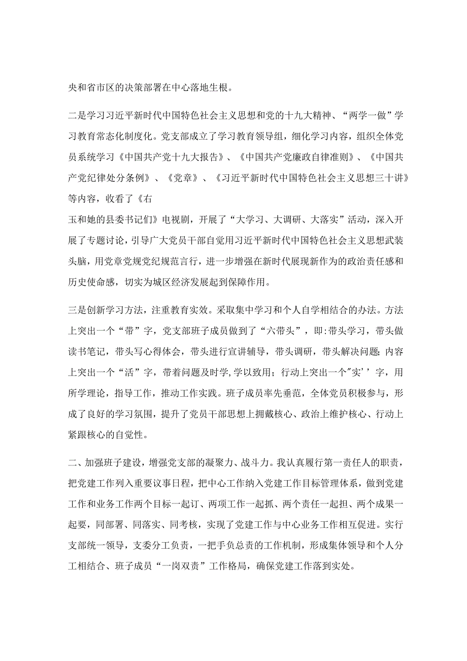 中心党支部党建工作述职报告.docx_第2页