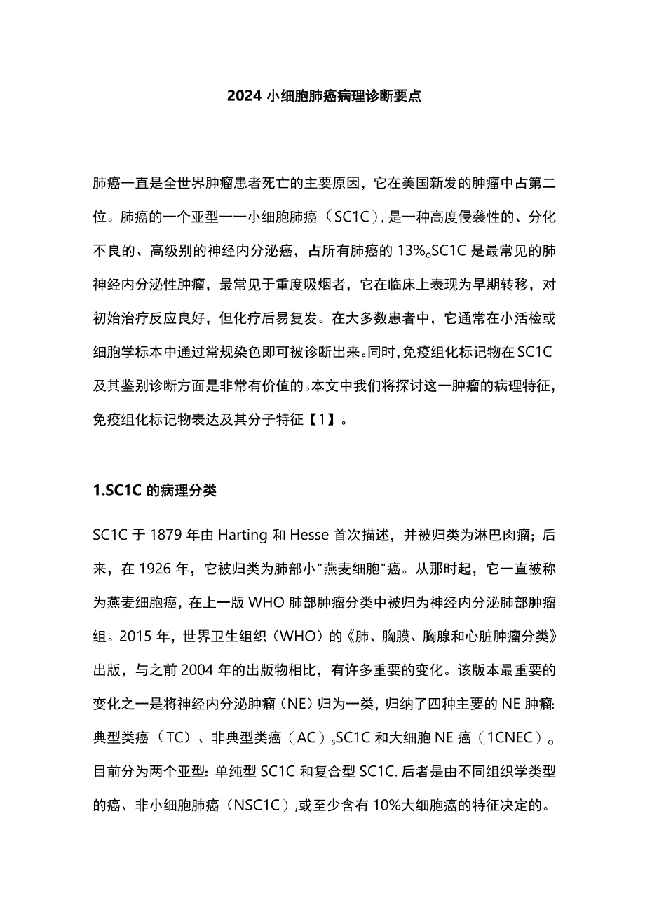 2024小细胞肺癌病理诊断要点.docx_第1页