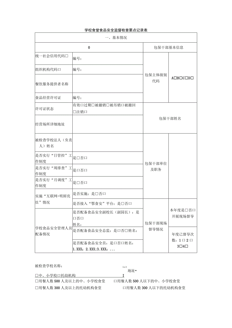2024年学校食堂食品安全监督检查要点记录表.docx_第1页