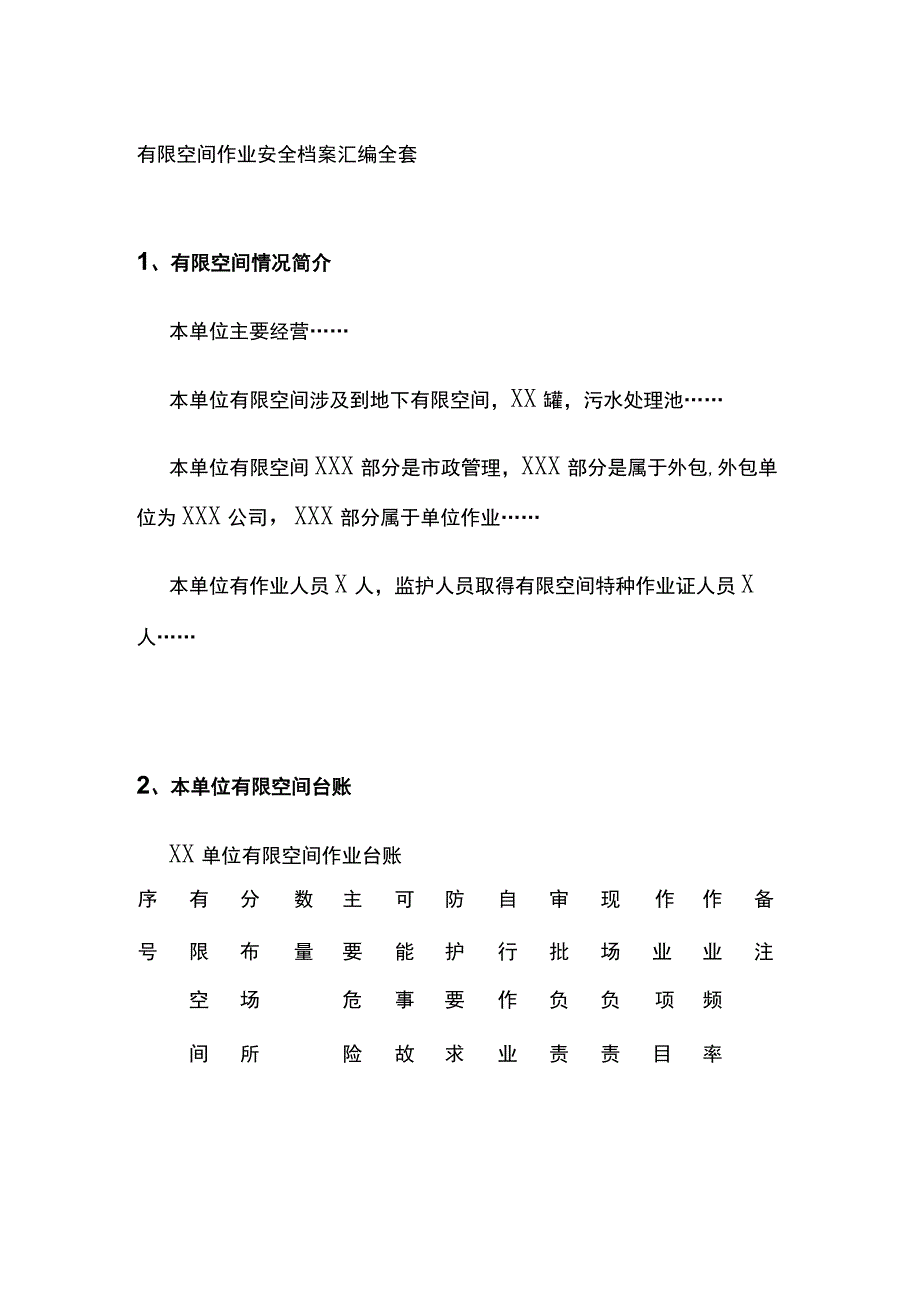 有限空间作业安全档案汇编全套.docx_第1页