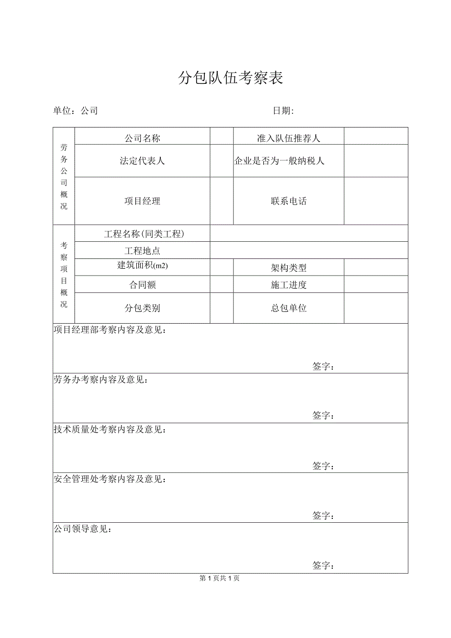 分包队伍考察表（2023年）.docx_第1页