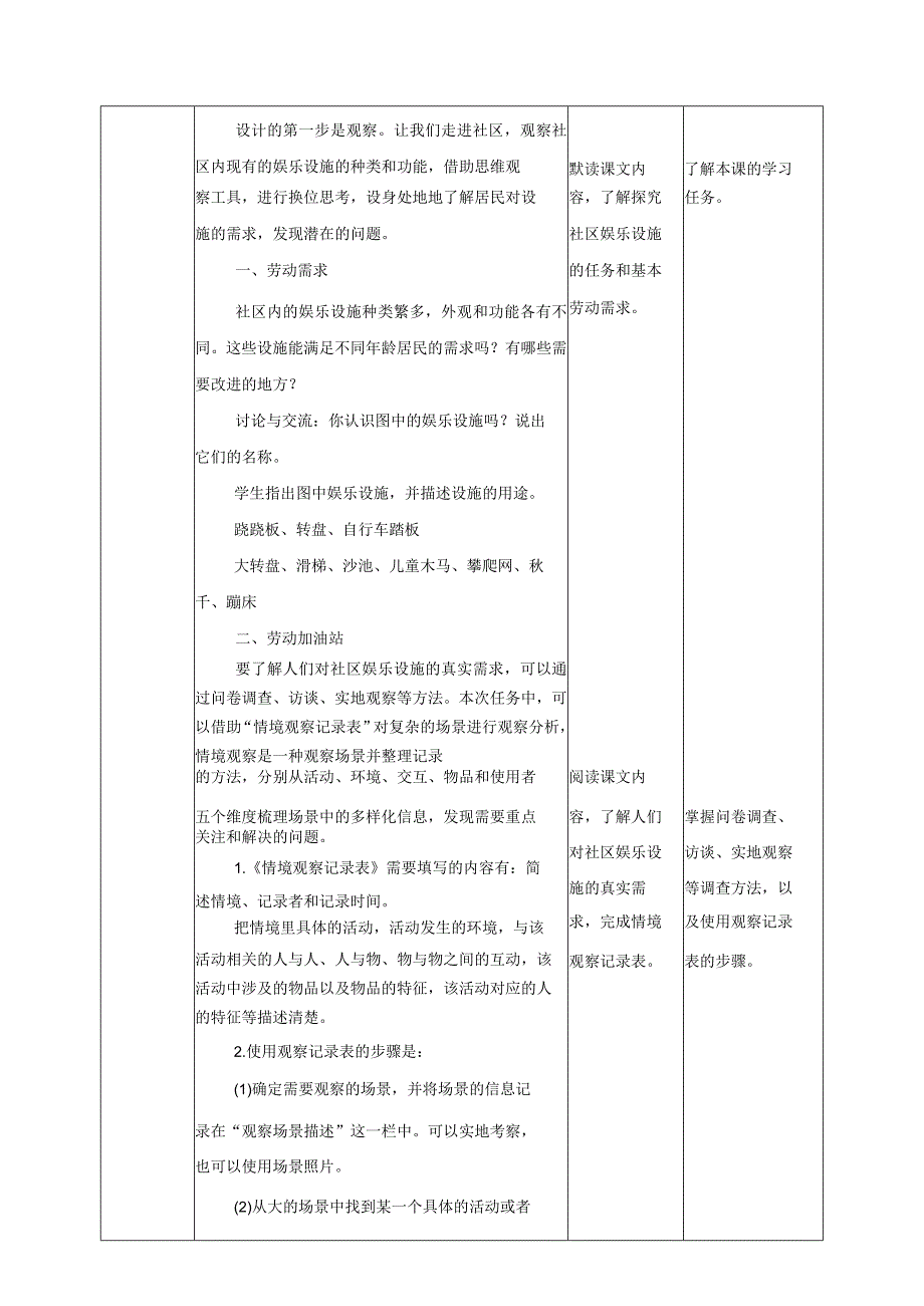 浙教版六年级《劳动》项目四-任务一《社区娱乐设施“我调查”》教案.docx_第2页