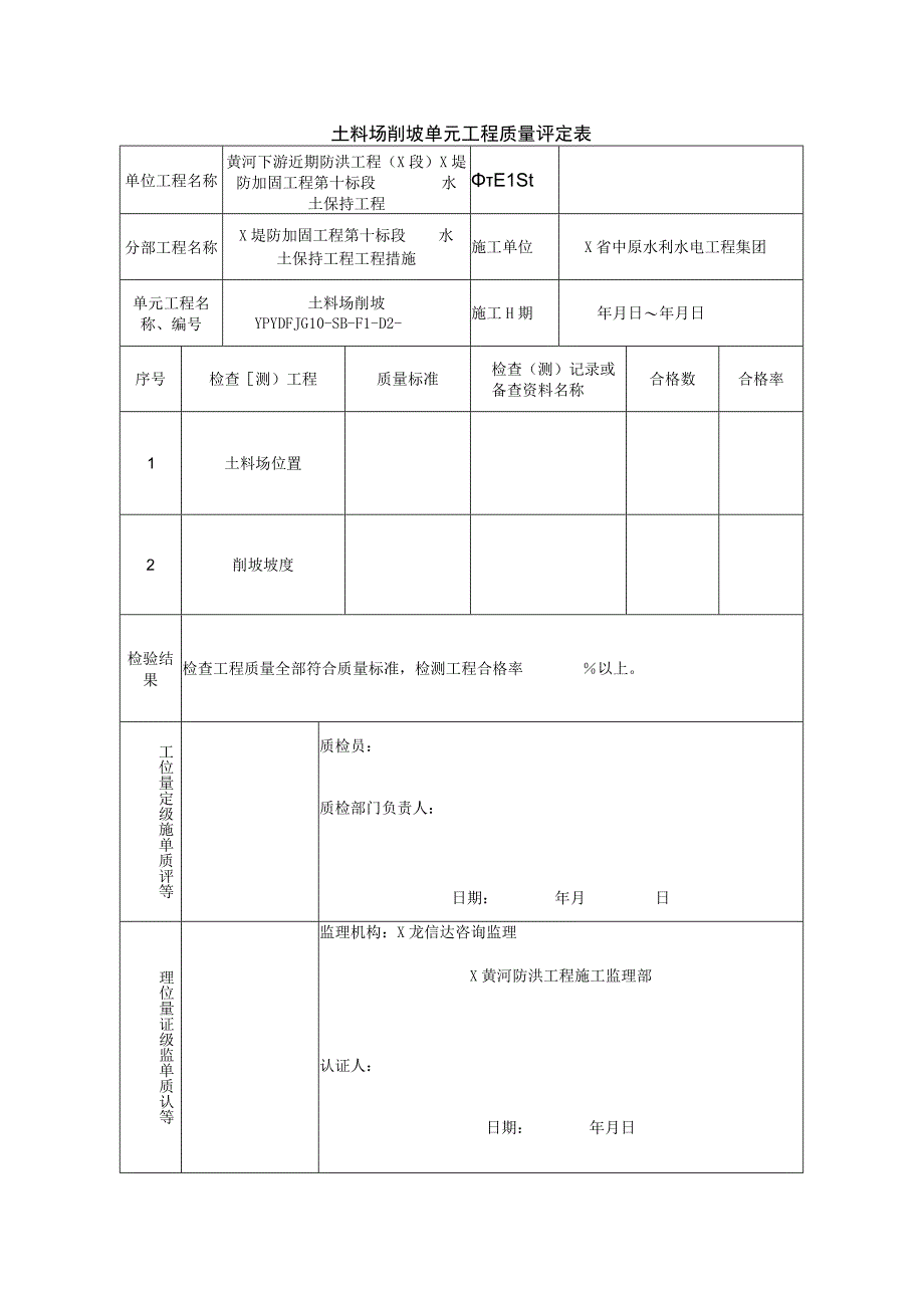 土料场削坡单元工程质量评定表.docx_第1页