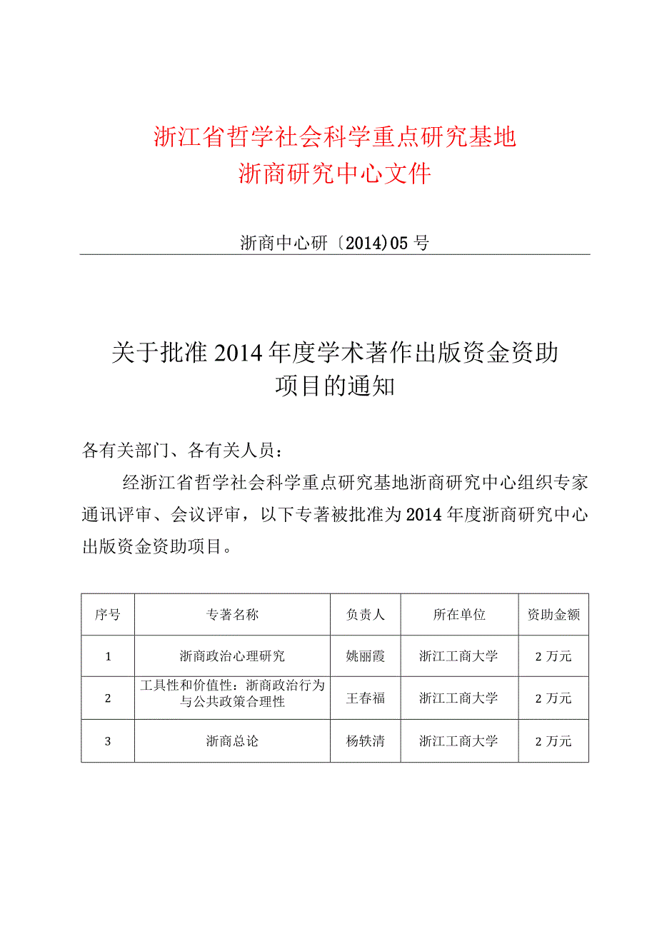 浙江省哲学社会科学重点研究基地浙商研究中心文件.docx_第1页