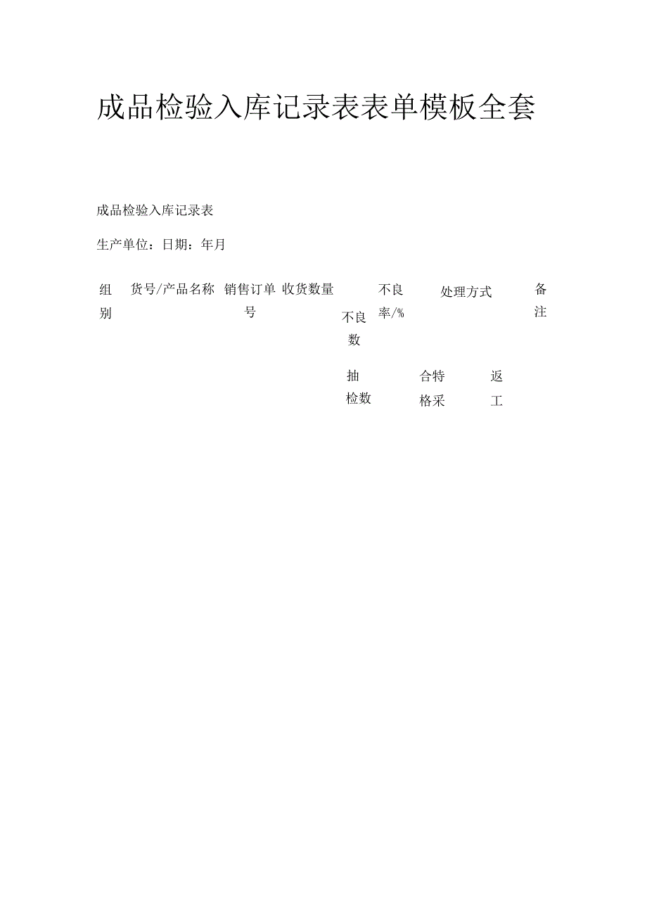 成品检验入库记录表表单模板全套.docx_第1页