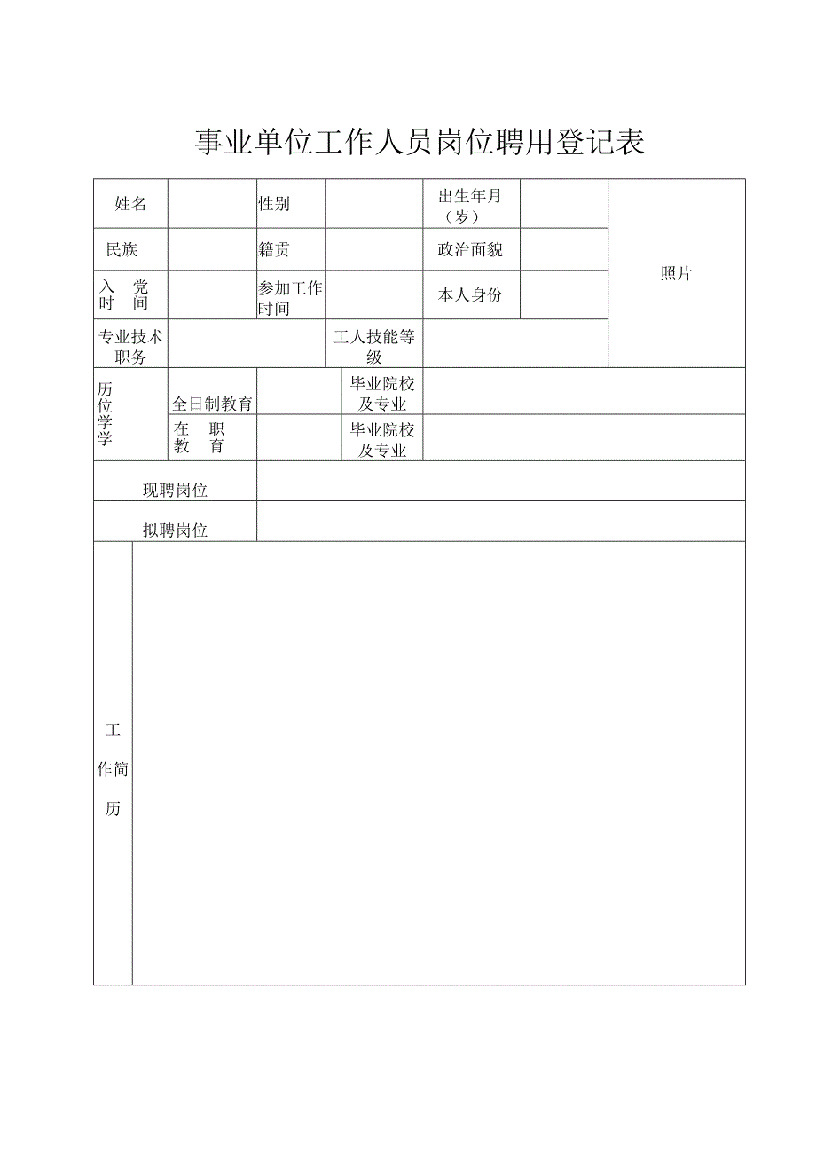 岗位聘用登记表.docx_第1页