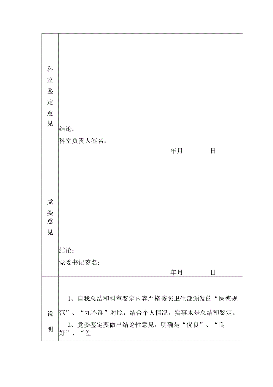 医院工作人员职业道德（医德）鉴定表.docx_第2页