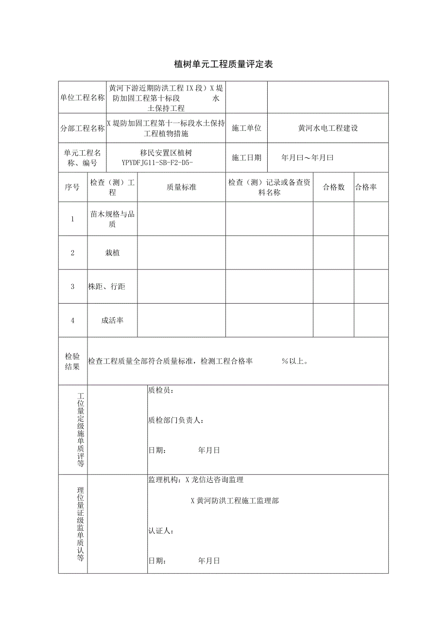 植树单元工程质量评定表.docx_第1页