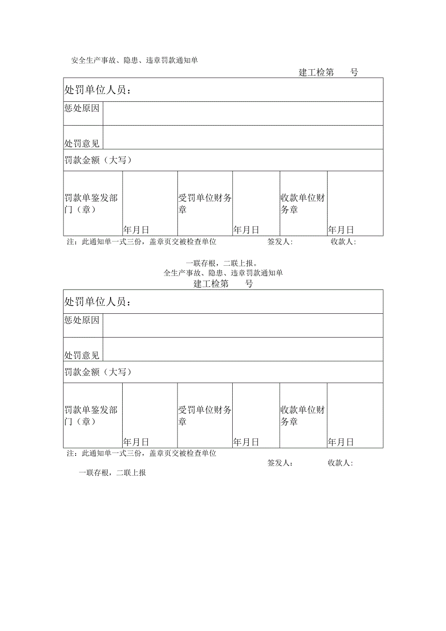 安全生产事故、隐患、违章罚款通知单.docx_第1页