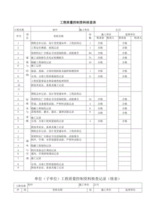 单位工程质量控制资料核查表.docx