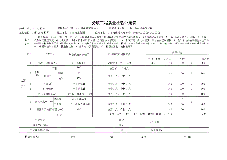 桩基分项工程质量检验评定表.docx_第1页