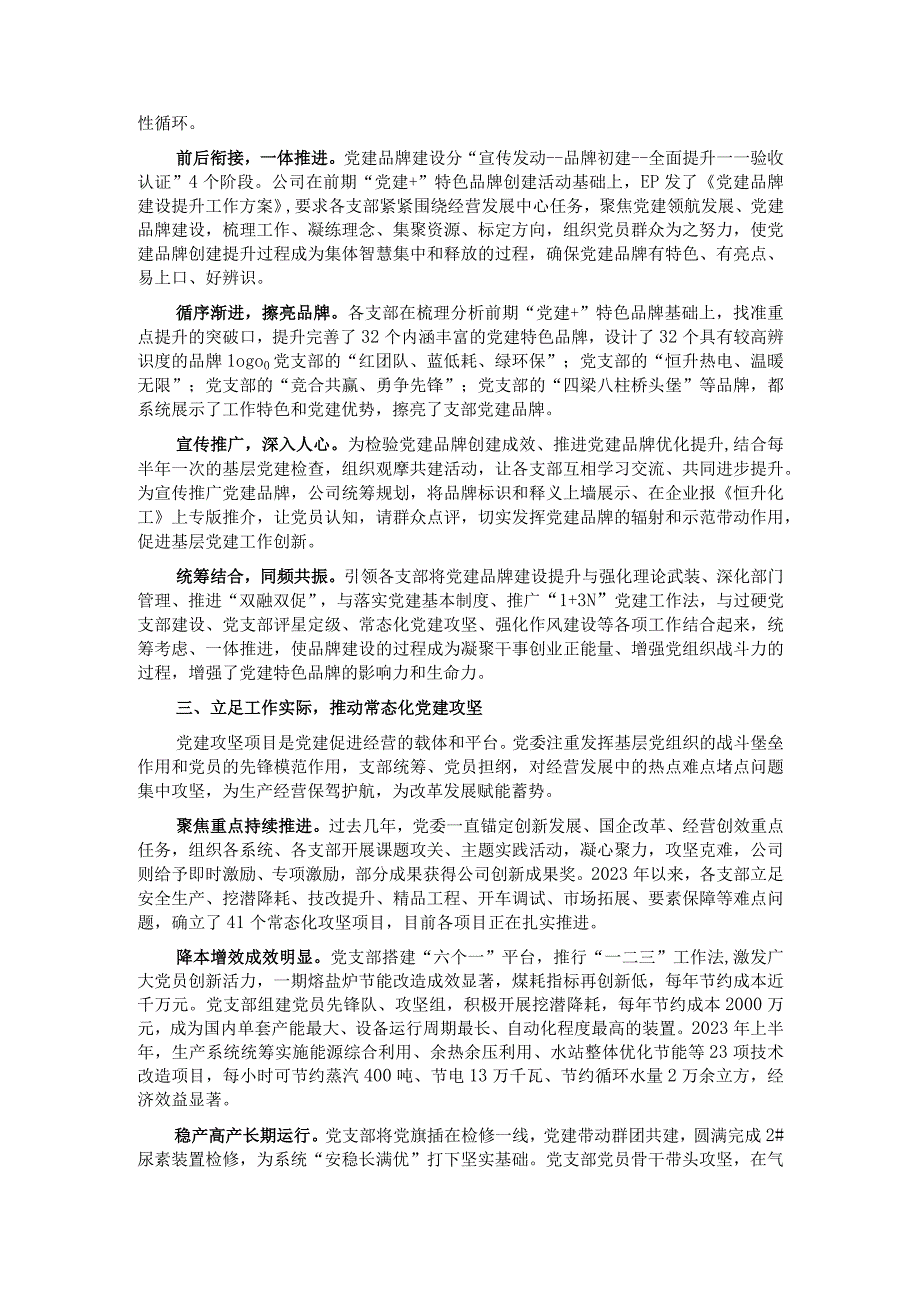 经验交流：党建领航发展 红色赋能攻坚 在同频共振中打造党建特色品牌.docx_第2页