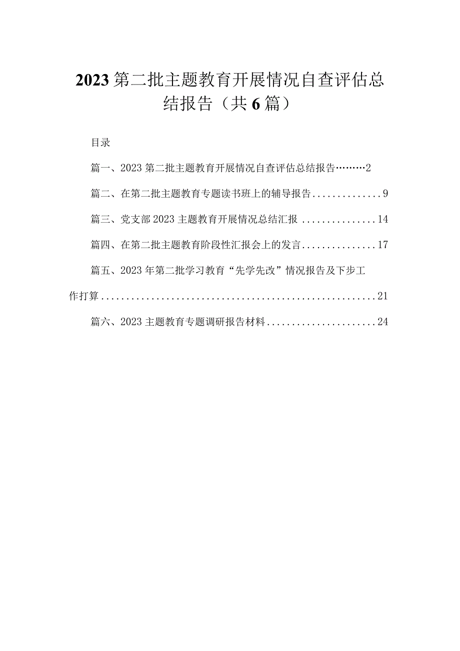 第二批专题开展情况自查评估总结报告(精选六篇合集).docx_第1页