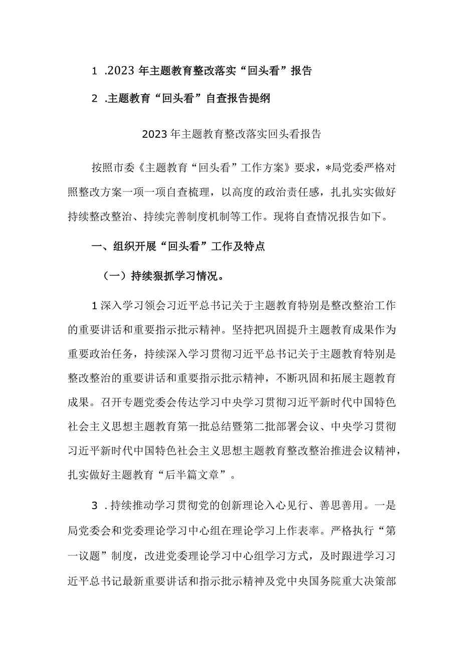 2023年主题教育整改落实“回头看”报告范文2篇.docx_第1页