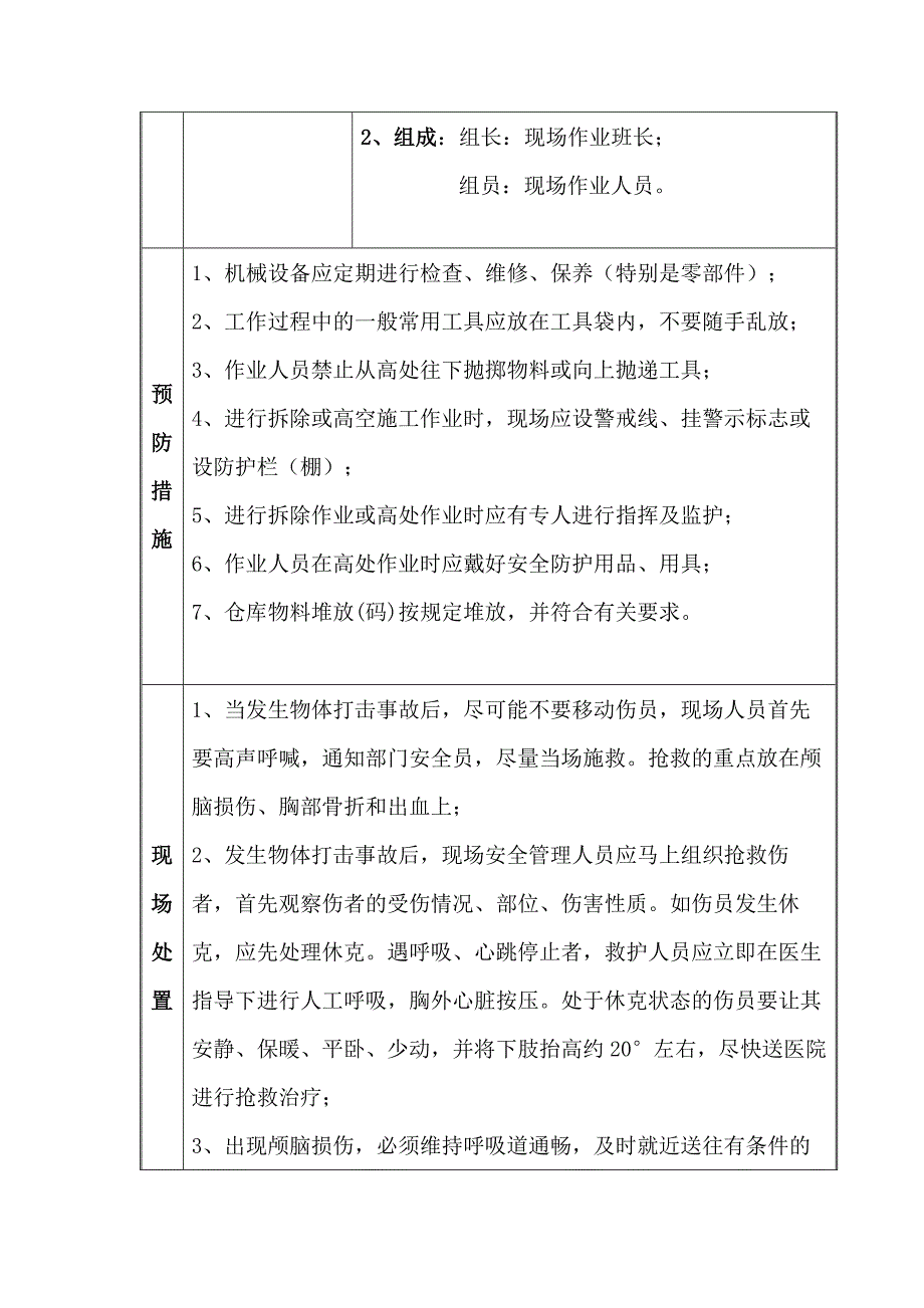 物体打击伤害事故现场处置方案.docx_第2页