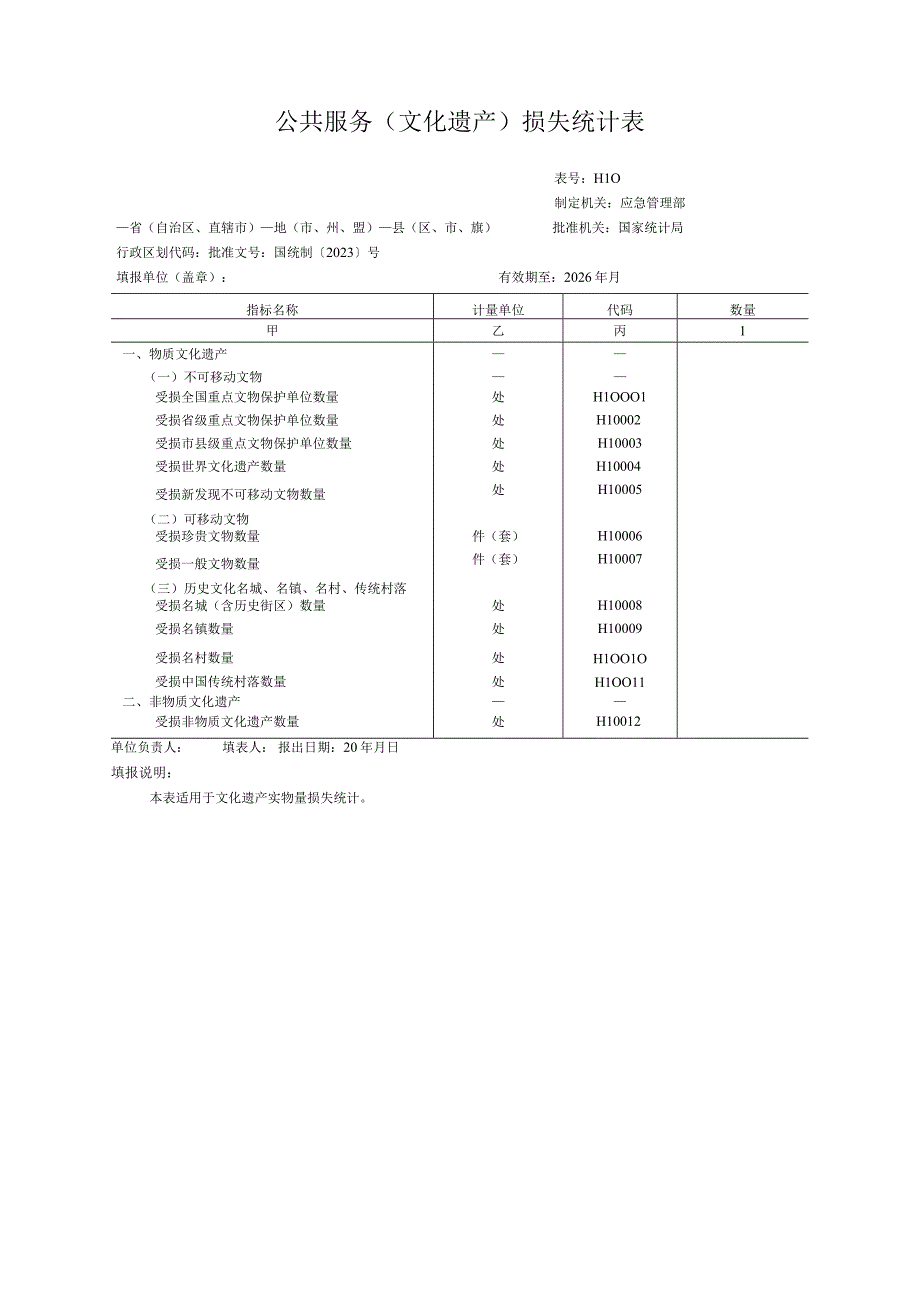 公共服务（文化遗产）损失统计表.docx_第1页