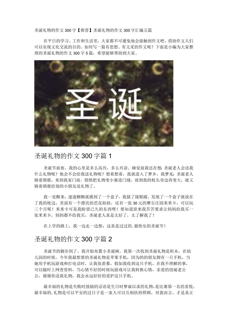 圣诞礼物的作文300字_1.docx_第1页