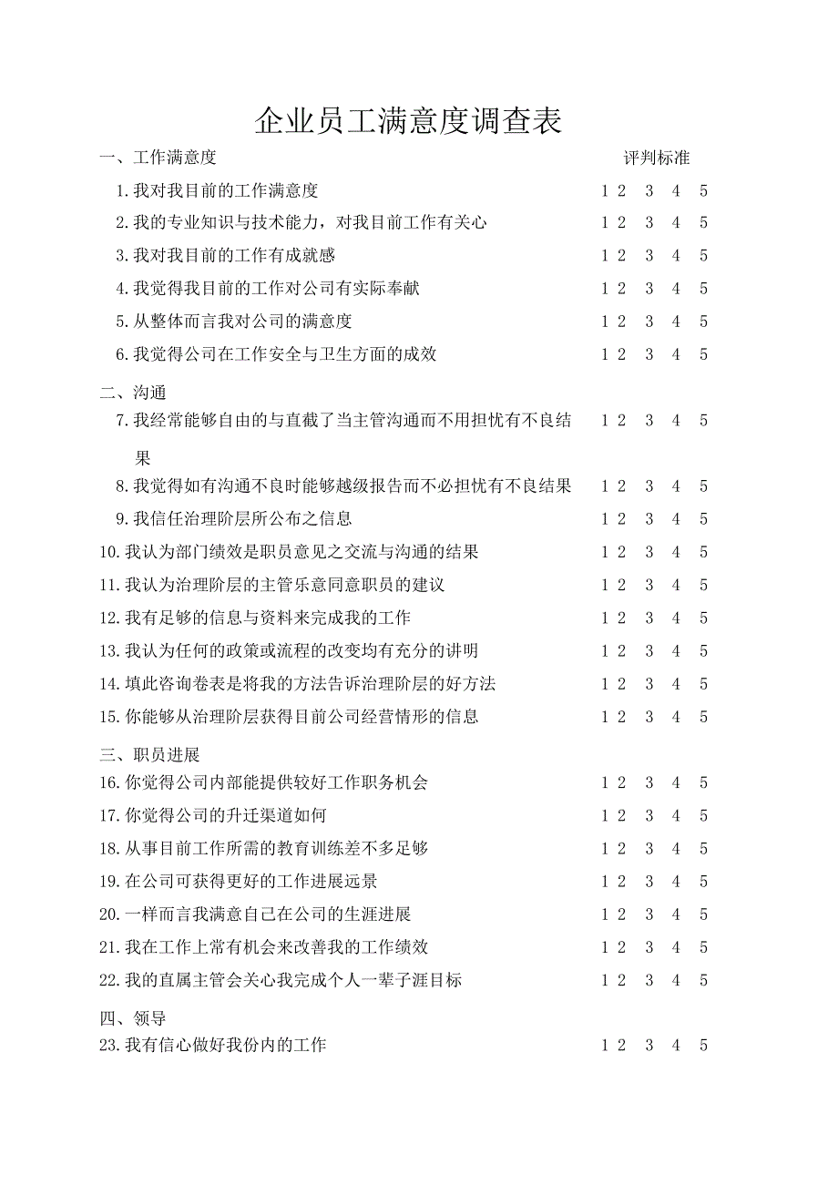 员工对企业满意度调查表.docx_第1页