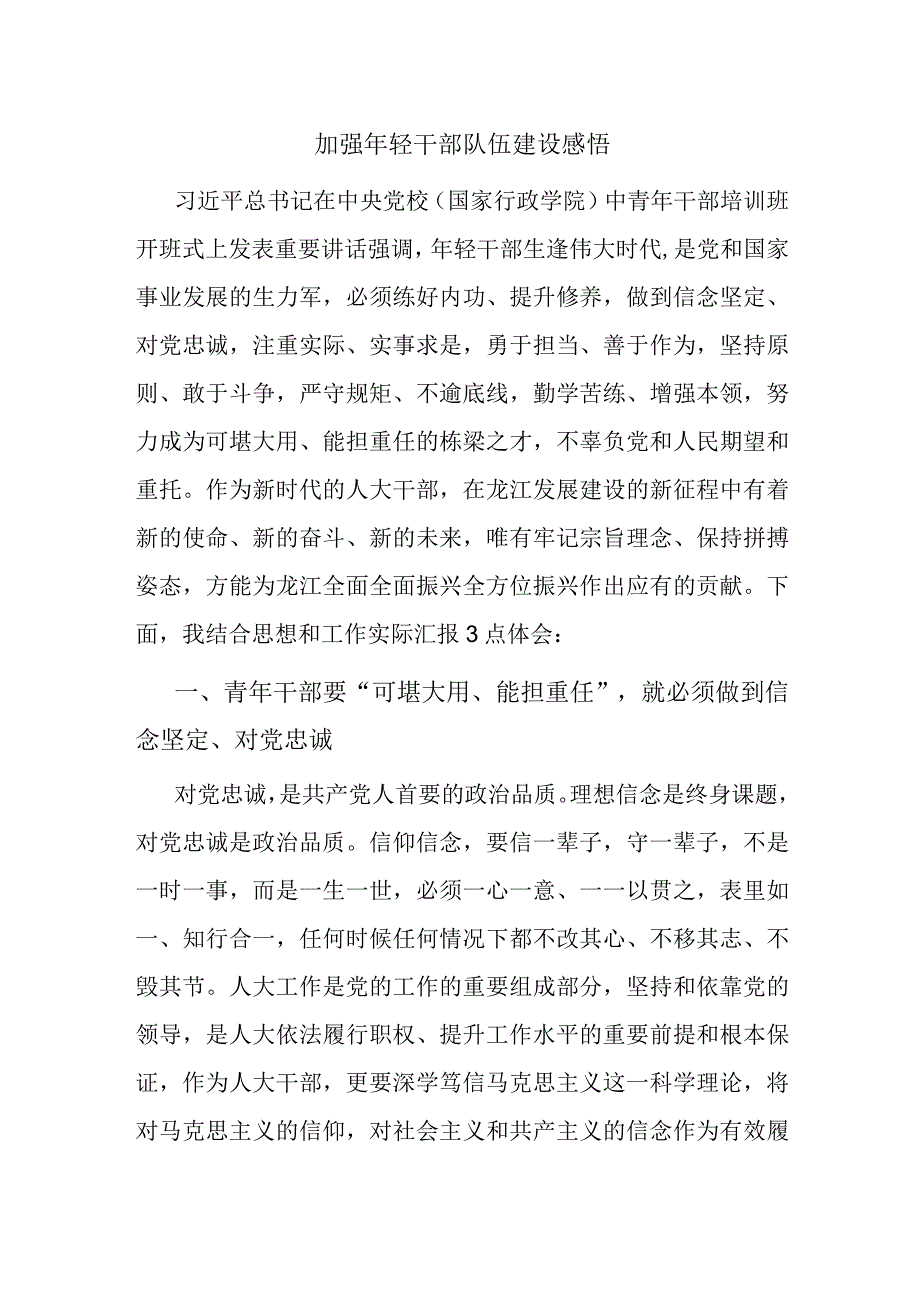 加强年轻干部队伍建设感悟.docx_第1页