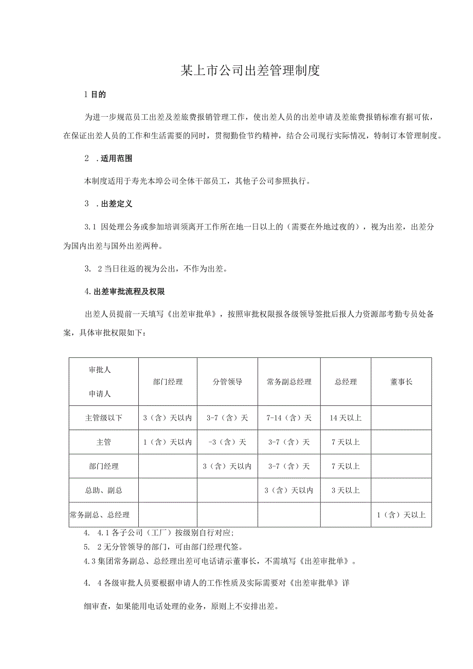 某上市公司出差管理制度.docx_第1页